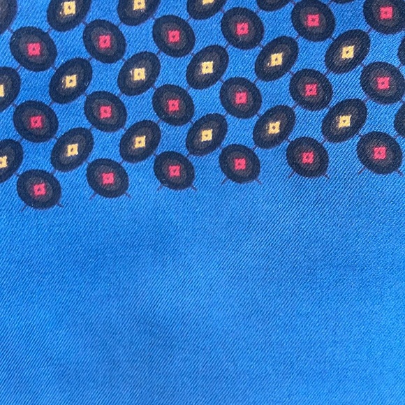 Lord & Taylor vintage silk mens neck scarf silk hand rolled blue geometric - Picture 4 of 6